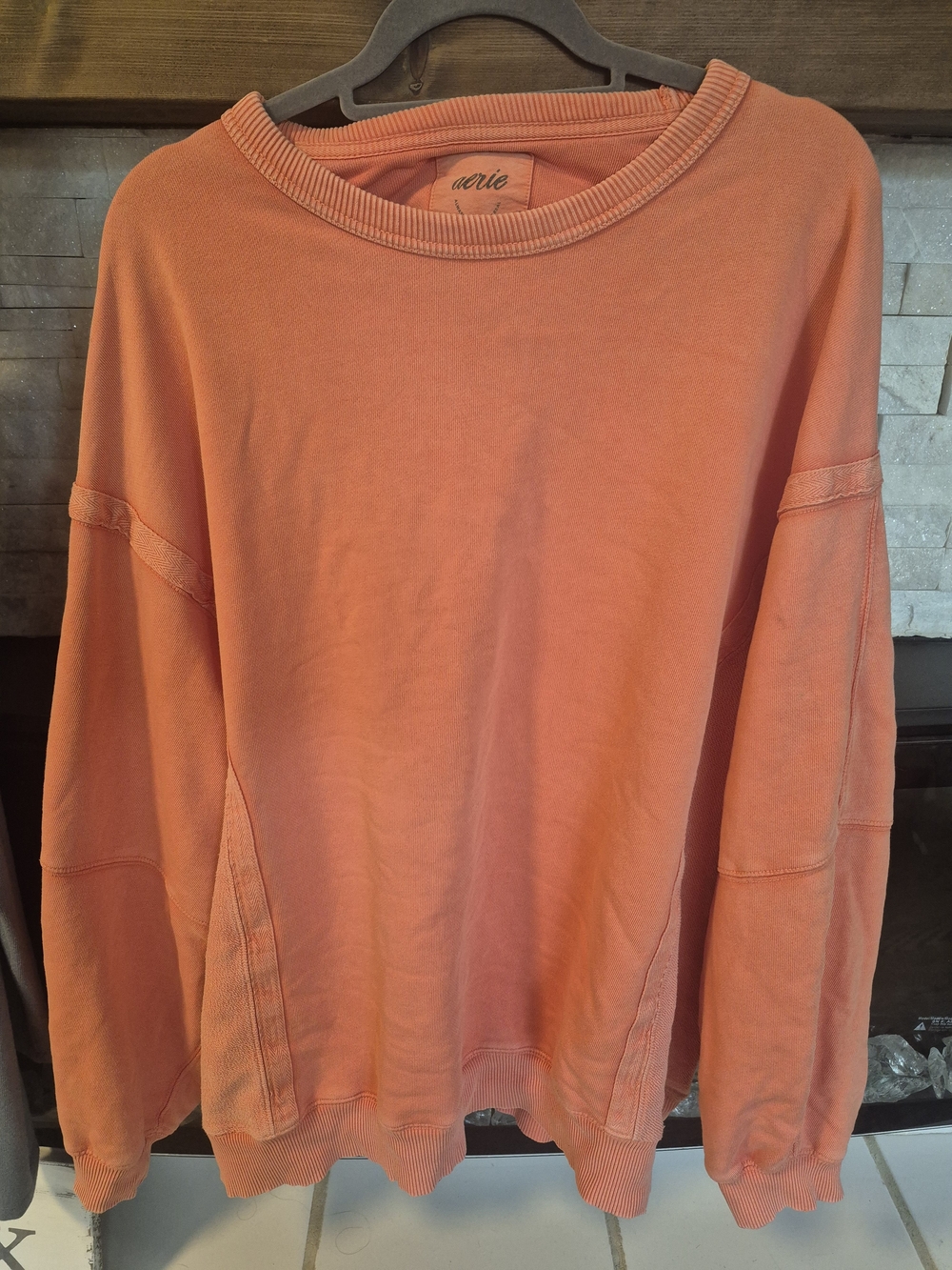 aerie Coral Crewneck Pullover Sweatshirt